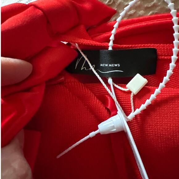 NWT Mew Mews Milada Bow Bandage Split Dress in Red Small - Picture 8 of 9